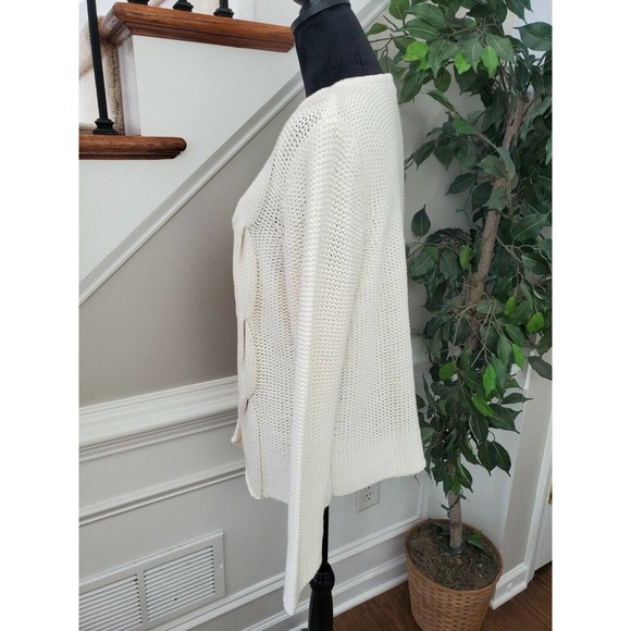Coco + Capers Women's Ivory 100% Acrylic Long Sleeve Open Front Long Cardigan L - Picture 7 of 12